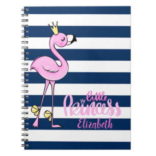 Caderno Espiral Flamingo Rosa, Marinho Azul Stripes, Pequena Princ