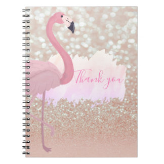 Caderno Espiral Flamingo Rosa Moderno, Obrigado