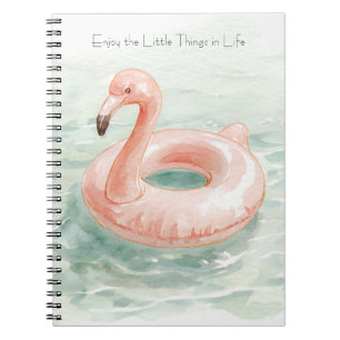 Caderno Espiral Flamingo Rosa na Piscina Aproveite as Pequenas Coi