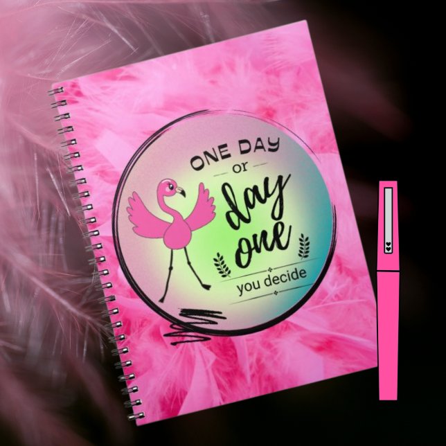Caderno Espiral Flamingo Rosa, Um Dia ou Um Dia, Você Decide Citar (Criador carregado)