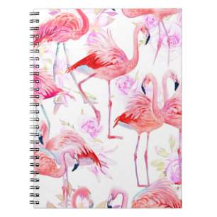Caderno Espiral Flamingo Rosa: Watercolor Bird Floral