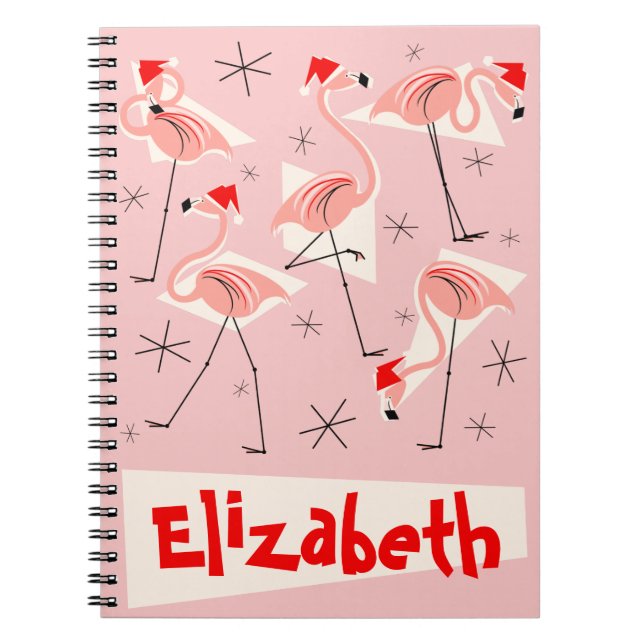 Caderno Espiral Flamingo Santas Pink Name notebook (Frente)