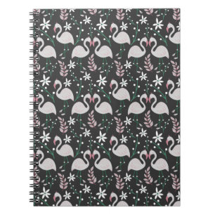 Caderno Espiral Flamingo sem soldadura, branco sobre fundo escuro