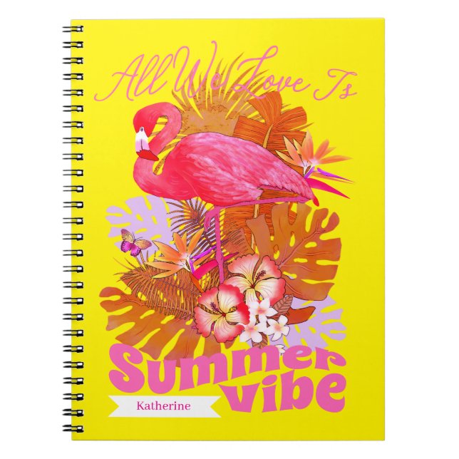 Caderno Espiral Flamingo Summer Yellow (Frente)
