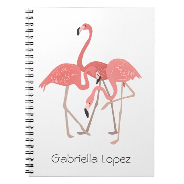 Caderno Espiral Flamingo Trio Personalizado (Frente)