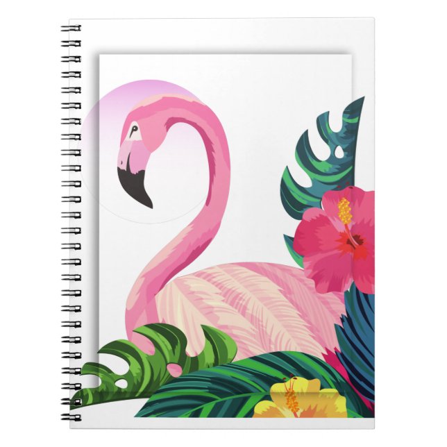 Caderno Espiral flamingo tropical estético (Frente)