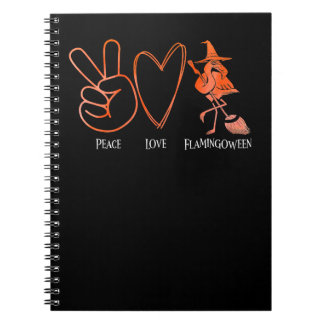 Caderno Espiral Flamingo Tropical Peace Love Flamingbetween Orange