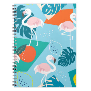Caderno Espiral Flamingo Tropical, Trendy Vintage.