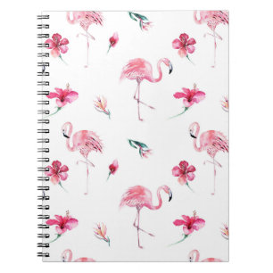 Caderno Espiral Flamingo Trópicos Verão Ilha Chic Hibiscus Rosa