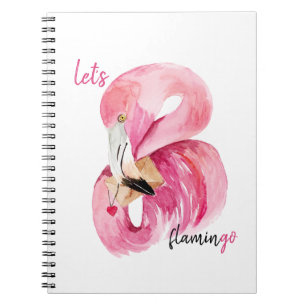 Caderno Espiral Flamingo Watercolor, Vamos Rosa Exótico Moderno