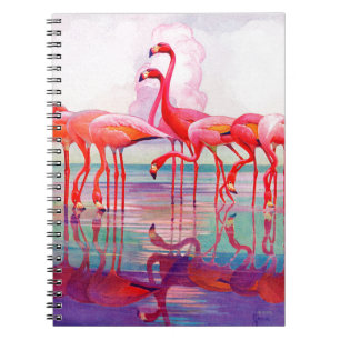 Caderno Espiral Flamingos cor-de-rosa por Francis Lee Jacques