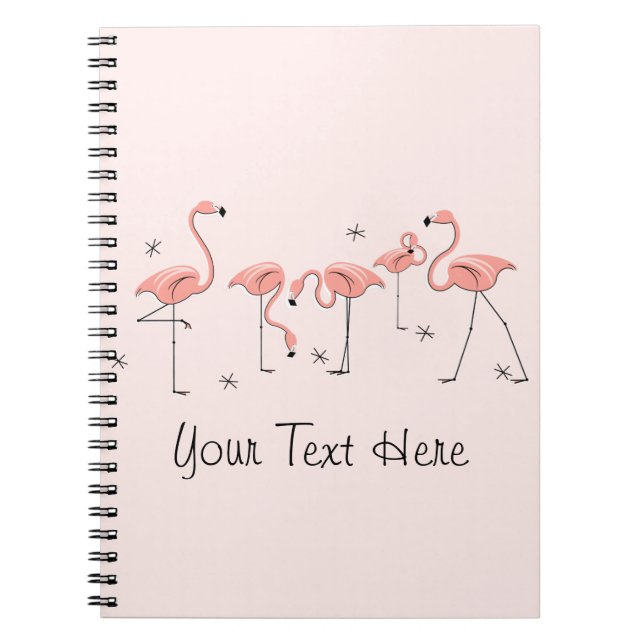Caderno Espiral Flamingos Grupo Rosa Texto do bloco de anotações (Frente)