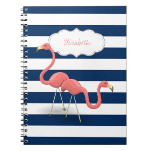 Caderno Espiral Flamingos,Marinho moderno - Blue Strips