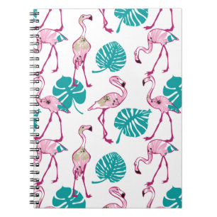 Caderno Espiral Flamingos Rosa