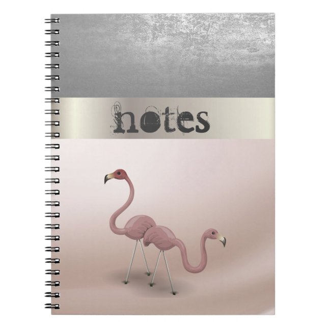 Caderno Espiral Flamingos Rosa Adoráveis No Amor - Personalizados (Frente)