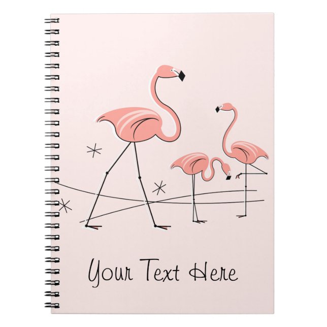 Caderno Espiral Flamingos Rosa Trio 2 Texto notebook (Frente)