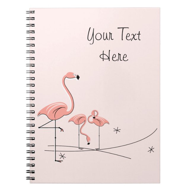 Caderno Espiral Flamingos Rosa Trio 4 Texto notebook (Frente)