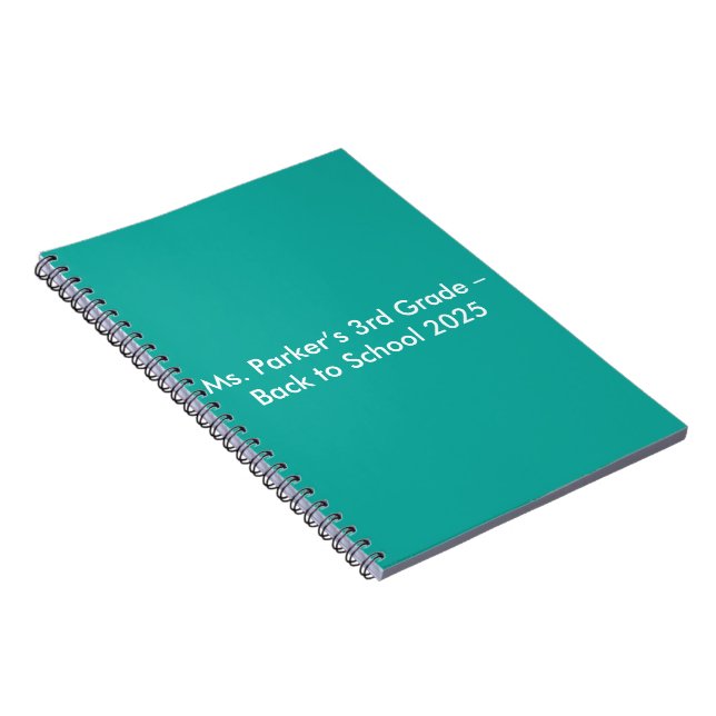 Caderno Espiral Flat Teal Background – Back-to-School Texture (Lado Direito)