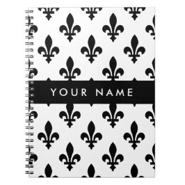 Caderno Espiral Fleur de Lis, Black on White, Black, Your Name