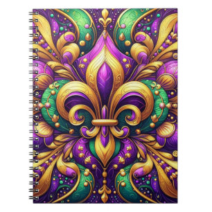 Caderno Espiral fleur de lis mardi gras