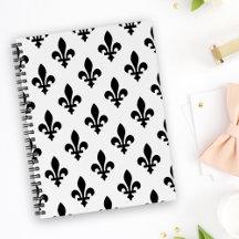 Fleur de Lis Pattern, Royal French, preto em branc