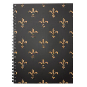 Caderno Espiral Fleur de lis, vintage,elegante,chic.classy,padrão
