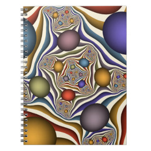 Caderno Espiral Flexibindo Arte Fractal Colorida Abstrato