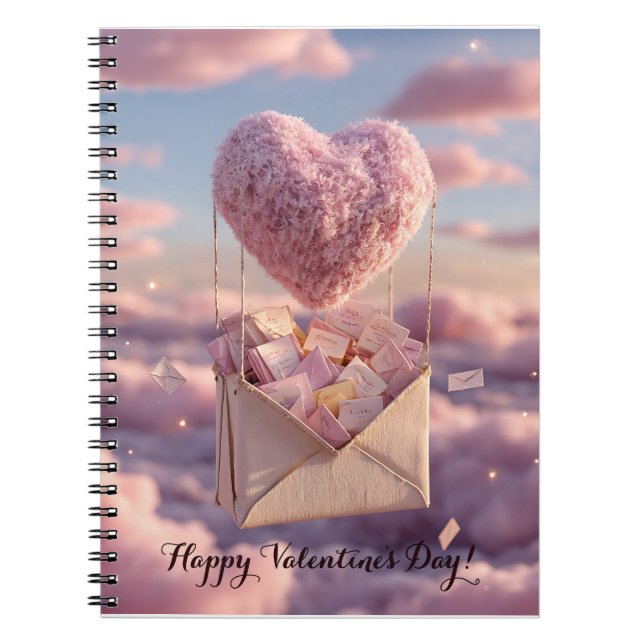 Caderno Espiral Floating Heart of Love Letters Design Postcard (Frente)