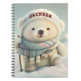 Caderno Espiral Floco de neve com Urso Polar Bonito Snowflake