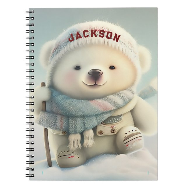 Caderno Espiral Floco de neve com Urso Polar Bonito Snowflake (Frente)