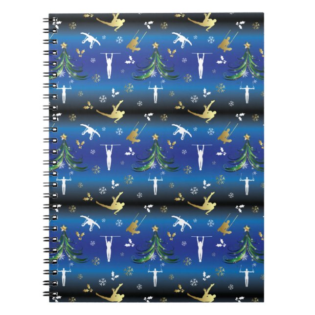 Caderno Espiral Floco de Neve de Árvore de Natal da ginástica masc (Frente)