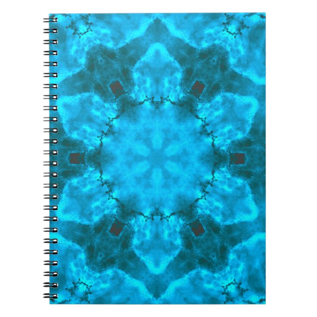 Caderno Espiral Floco de neve de gelo azul congelado Kaleidoscópio (Frente)