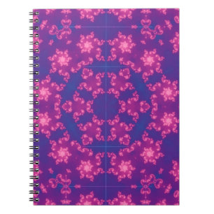 Caderno Espiral Floco de neve de gradiente caleidoscópio cor-de-r