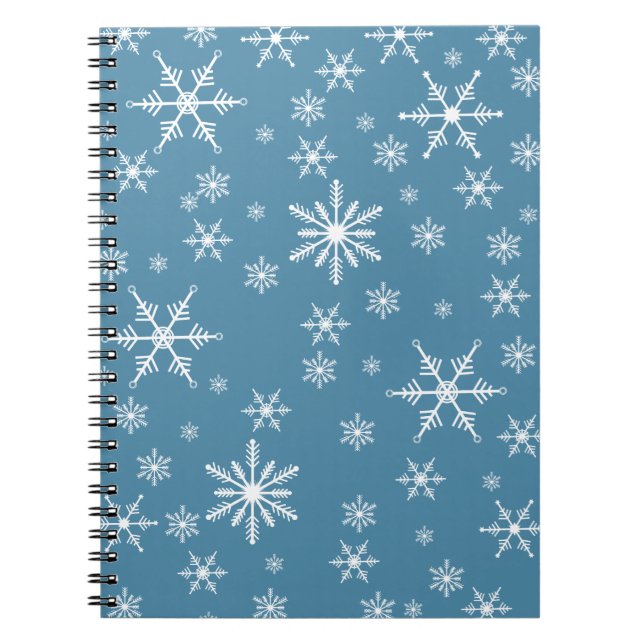 Caderno Espiral Floco de neve de Natal em Azul (Frente)