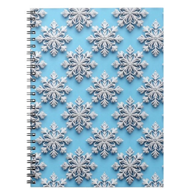 Caderno Espiral Flocos de neve azuis 3d (Frente)