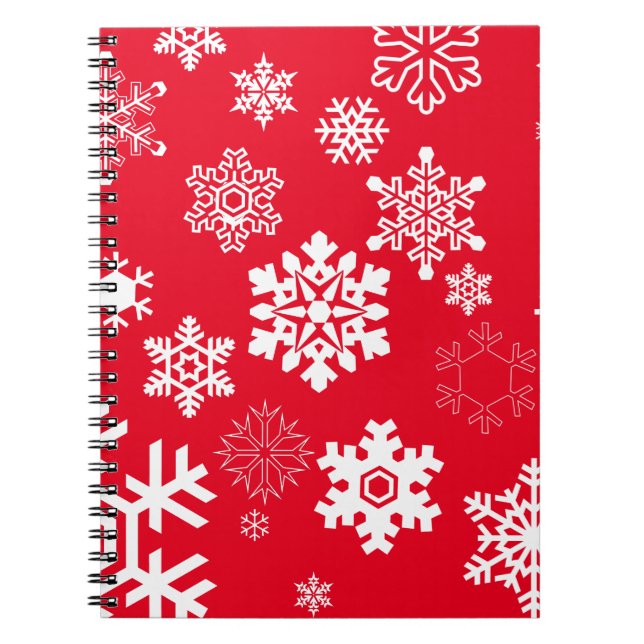 Caderno Espiral Flocos de neve brancos - Cor de fundo personalizáv (Frente)