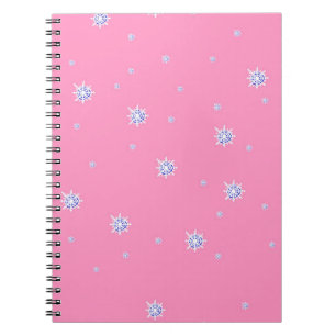 Caderno Espiral Flocos de neve de inverno rosa