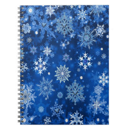 Caderno Espiral Flocos de neve de Natal Azul e Prata