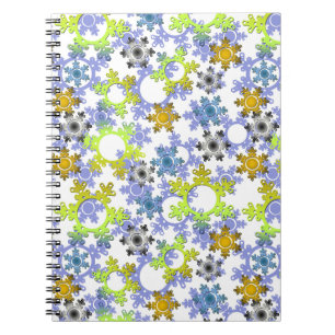 Caderno Espiral Flocos de neve de papel colorido sobre branco