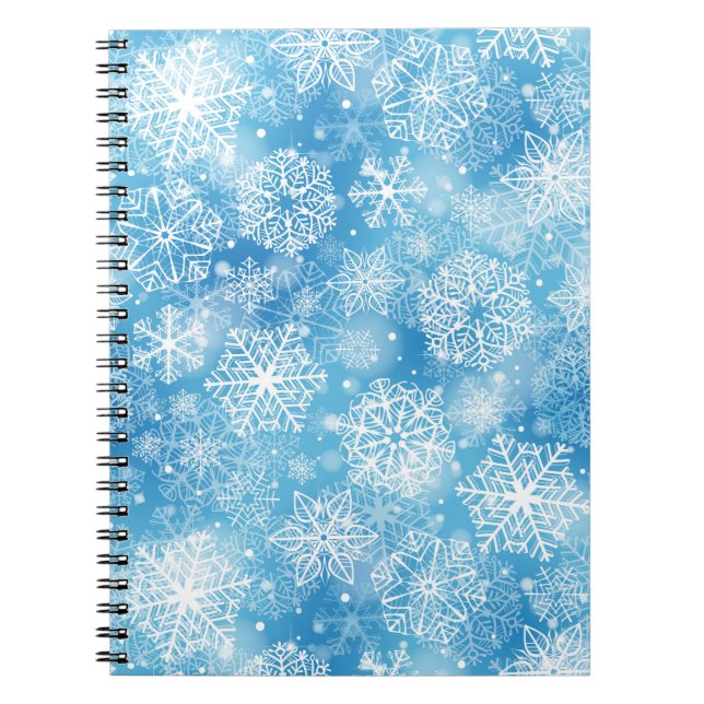 Caderno Espiral Flocos de neve em azul (Frente)