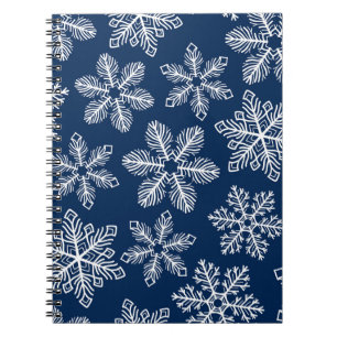 Caderno Espiral Flocos de neve em azul escuro