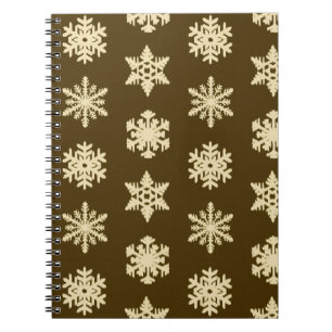 Caderno Espiral Flocos de Neve Ikat - Bege e Marrom Chocolate