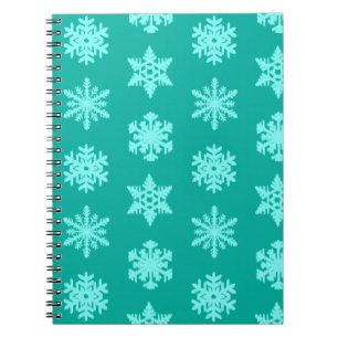 Caderno Espiral Flocos de Neve Ikat - Turquesa e aqua