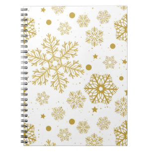 Caderno Espiral Flocos de neve ouro
