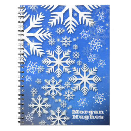 Caderno Espiral Flocos de neve personalizados e texto personalizad