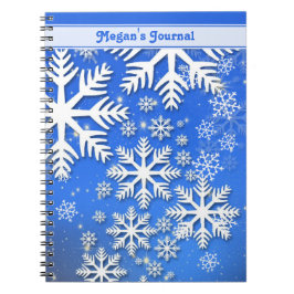 Caderno Espiral Flocos de neve personalizados e texto personalizad