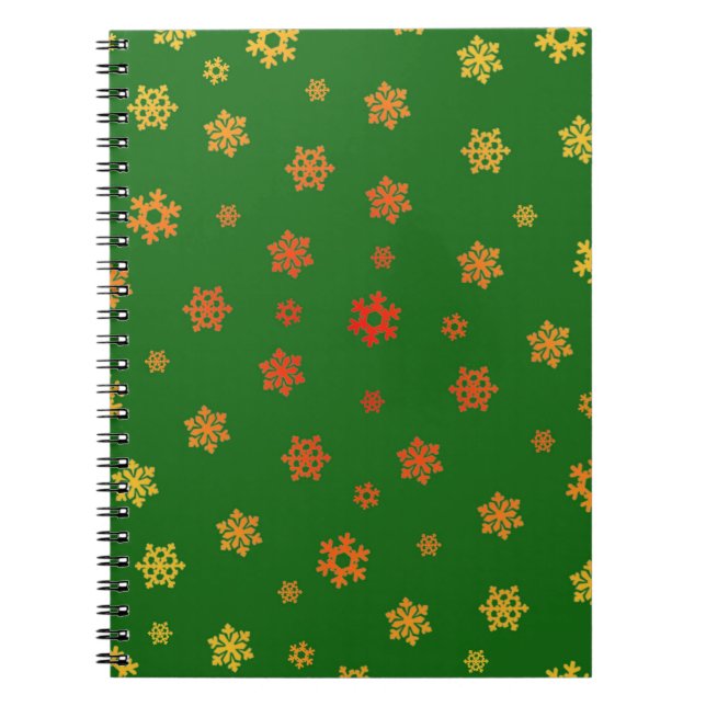 Caderno Espiral Flocos de neve (Vermelho e Dourado) [Padrão de Nat (Frente)