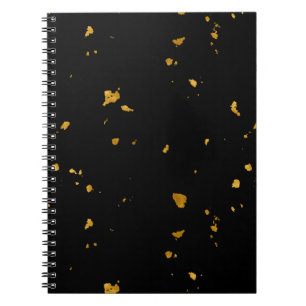 Caderno Espiral Flocos Dourados Pretos