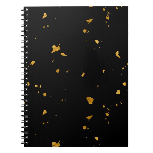Caderno Espiral Flocos Dourados Pretos (Frente)