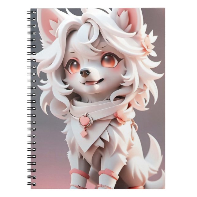 Caderno Espiral Floffy Pink E White Puppy (Frente)